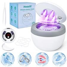 Ultrasonic Retainer Cleaner Machine, 45Khz 200ML Dental Cleaning Pod with 4 Wash