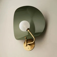 Mid Century Modern Green Leaf Wall Sconce Brass & Globe Wall Light X-mass Gift