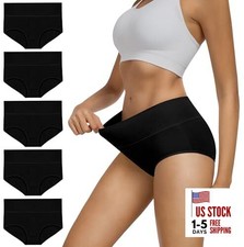 Women's High Waist Cotton Underwear - Soft Full Coverage Briefs with Double