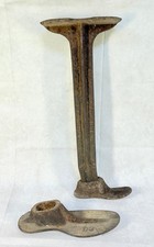 Antique Columbiana Cobbler's Shoe Form Stand with 2 Molds Size 15  D3 Cast Iron