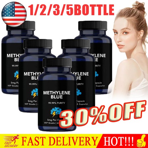 1-5 confezioni capsule blu di metilene, 5 mg, grado USP, purezza 99,99%, 60 capsule