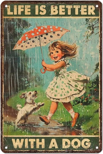 Vintage Dogs Life Is Better With A Dog Tin Metal Signs Home Décor 8x12