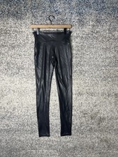 SPANX Leggings Faux Leather High Waist Pull On Stretch Shape Wear Black Medium