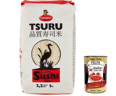 12x Curtiriso Tsuru, Riso Per Sushi Sushi-Reis aus Italien 1kg+Polpa 400g
