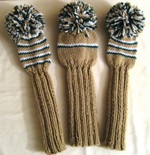 Golf club head covers, Hand knit, Custom colors
