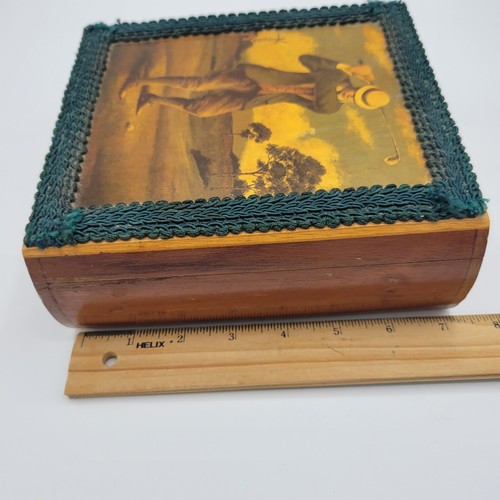 Churchill Cigar Box With Vintage Golfer Decoupage,  Lined - Picture 9 of 10