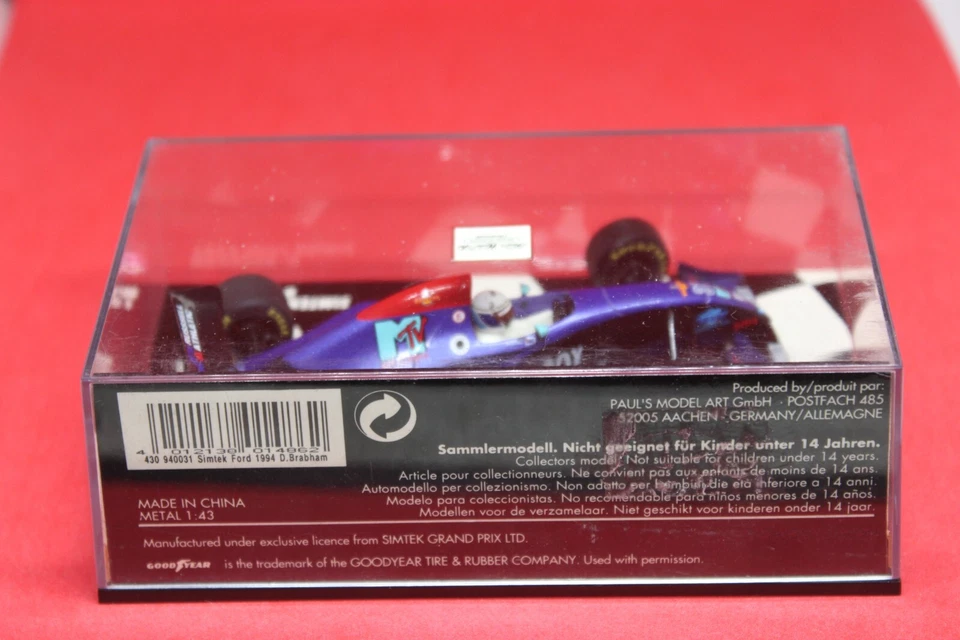 1/43 Simtek Ford S941 (1994) - #31 D. Brabham - MINICHAMPS - Immagine 3 di 3