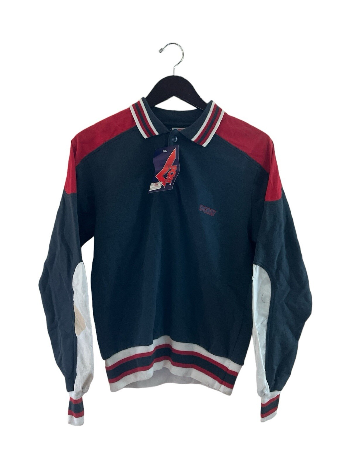 felpa polo vintage PONY colletto uomo taglia small fondo di magazzino nuova con etichetta anni 90