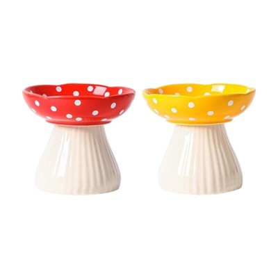 Elevated Cats Mushroom Shape Cartoon Dish Smooth Round Bowl Prevent Obesity