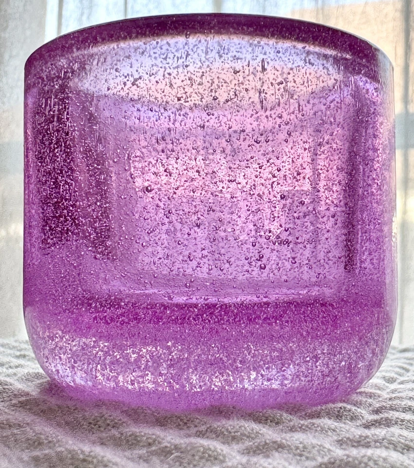 Nuevo Candelabro Rosa Vibrante Grueso Burbuja Vidrio Semillado Luz de Té Foto 3 de 4