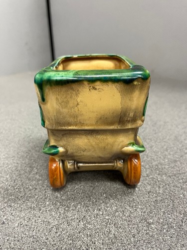 Vintage Relpo 6216 Keramik Antik Auto KFZ Pflanzgefäß gelb / grün - Bild 4 von 11