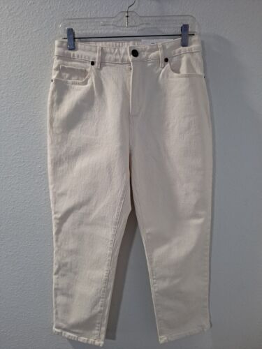 Ann Taylor Loft Women White Denim Jeans Curvy High Waist Straight Crop Size 4/27
