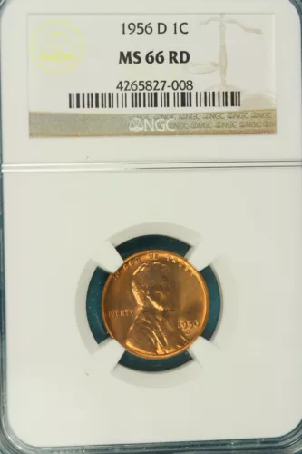 1956-D NGC MS66 RED Lincoln Wheat Cent!!! #B49558