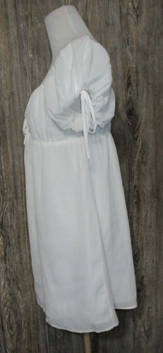LA HEARTS White Tie Front Puff Sleeve Babydoll Mini Dress Sz Small Boho Romantic - Bild 2 von 13