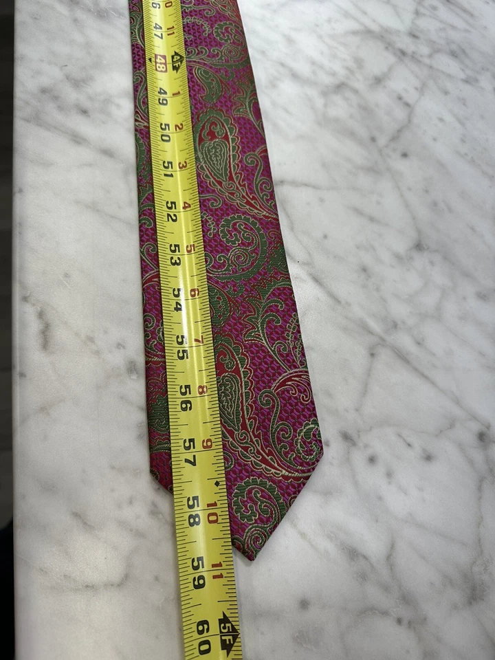 BARCELONA CRAVATTE Men Necktie with Hanky; Multicolor, Paisley, 3" - Image 4 of 4