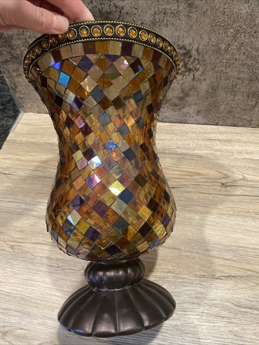 PartyLite Global Fusion 12" Hurricane Mosaik Buntglas Kerzenhalter  - Bild 8 von 11