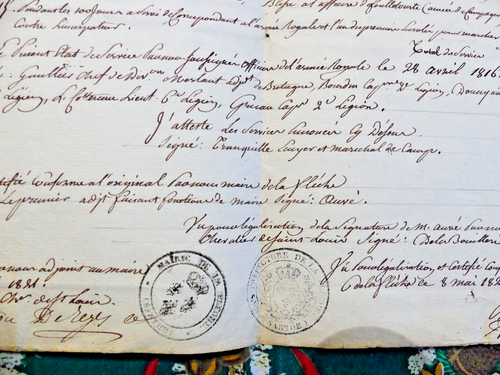 ARMEE ROYALE DU MAINE certificat pour un volontaire ayant combattu Napoleon - Picture 3 of 3