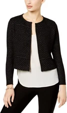 NWOT Metallic-Knit Classic Elegant Cropped Black Jacket Petites Size S