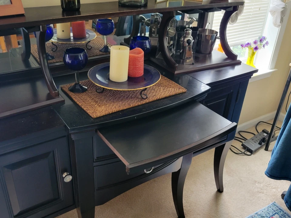 Broyhill Bar 2 piece set w/ silverware draw, wine glass rack and more - Image 2 of 4