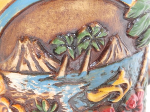 Mid Century Modern Coffee Cup Souvenir HAWAII Volcano Ocean Pineapple Flower - Picture 7 of 12
