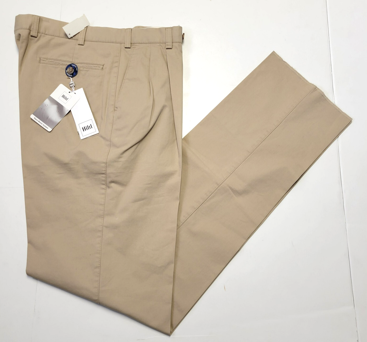 New $225 Hiltl Pleated Front Chino Pants Men's 33x38 Unhemmed Lt