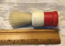 Vintage Sterilized Peerless Red  White Plastic Bakelite Handle Shaving Brush