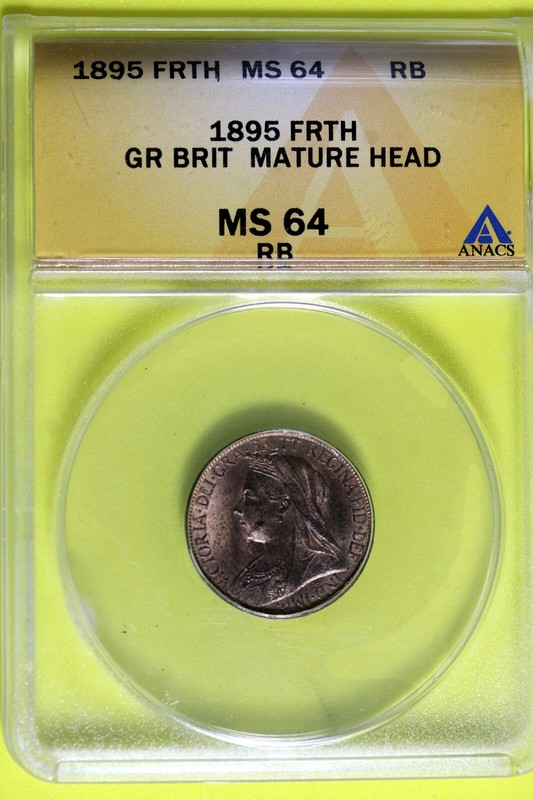 1895 - ANACS MS64 RB GR BRIT MATURE HEAD FRTH! #B37720
