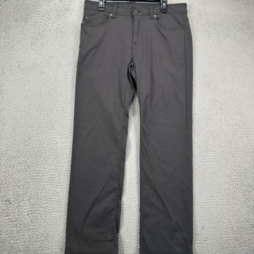 Prana Tech Pants Mens 34X32 Dark Grey Nylon Blend Slim Fit Performance Stretch