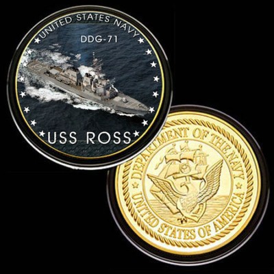 U.S United States NavyUSS Ross DDG-71Military Gold Plated Challenge Coin