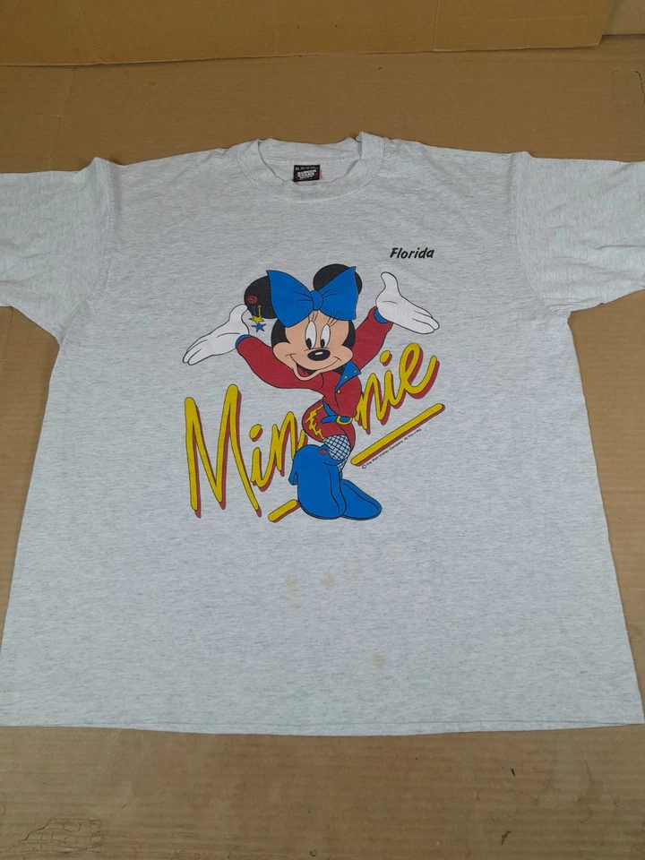 Camiseta Minnie Mouse estrela tela vintage anos 80 e 90 Disney XL ponto único feita nos EUA - Imagem 2 de 4