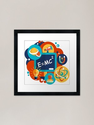 Science Equation: E = MC^2 Gerahmtes Gerahmtes Wandbild Poster Leinwanddruck Bild