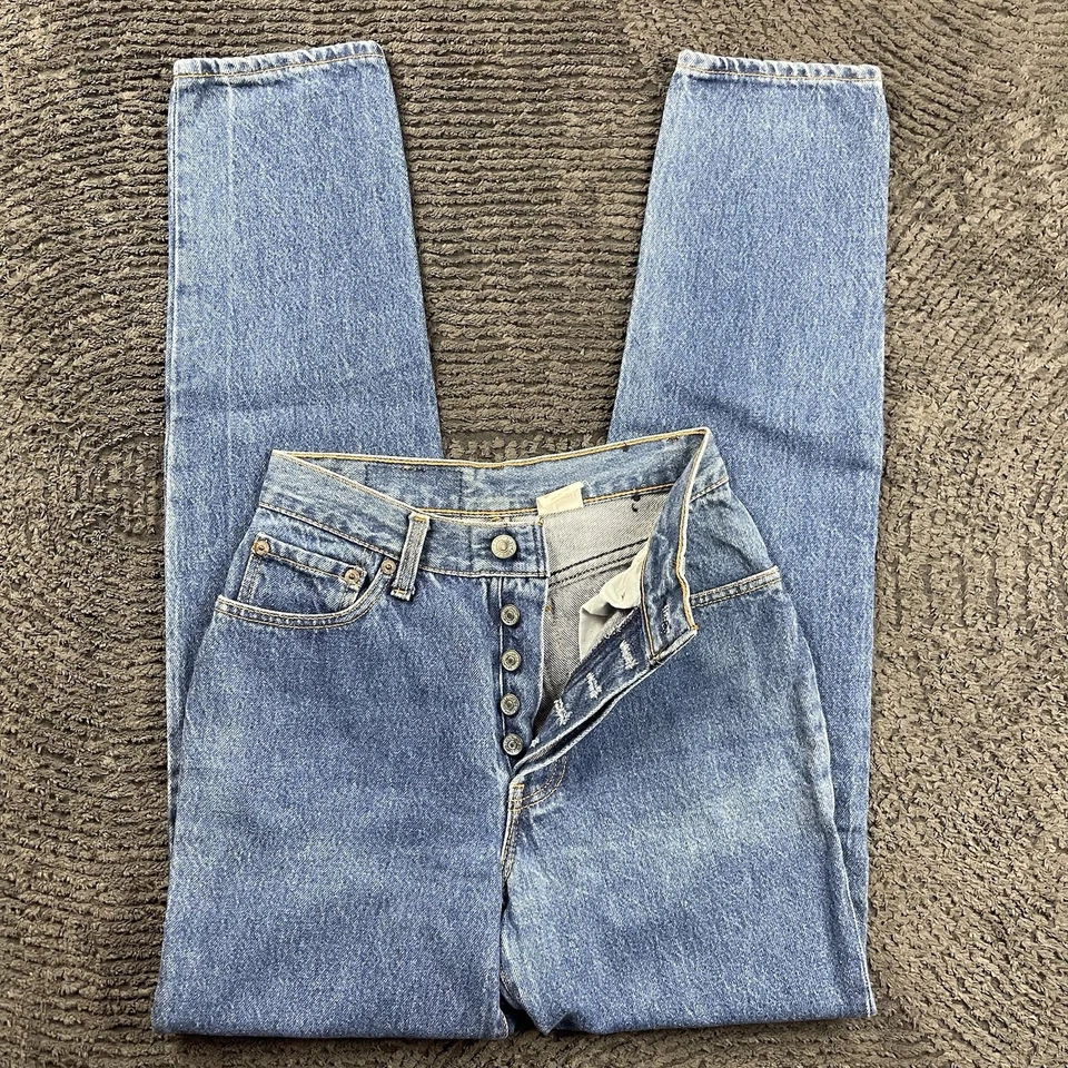 Женские джинсы Levi's 501 23x30 на пуговицах размер США 5 с высоким подъемом синий деним хлопок - Изображение 2 из 4