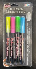 Uchida, 482-4A, 4 Piece,Bistro Fine Line Chalk Marker Set, Fluorescent Colors