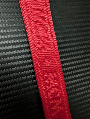 MCM Red Monogram Webbing Lanyard - Gold Clip - Nylon