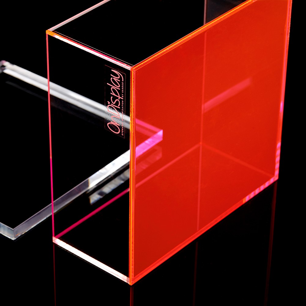 NEW! OnDisplay ELECTRIC NEON LUXE CLEAR ACRYLIC STORAGE TREASURE BOX - LARGE