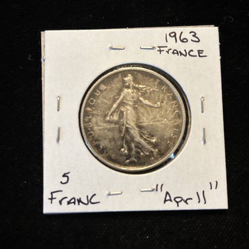 1963 France 5 Franc Silver Circulated World Coin “apr11” French Silver