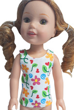 Snap Closure HANDMADE Floral Heart Tank Top for 14.5" Wellie Wisher Doll Clothes