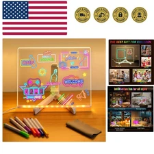 LED Note Board with Colors, Light Up Acrylic Message Board, Glowing Acrylic D...