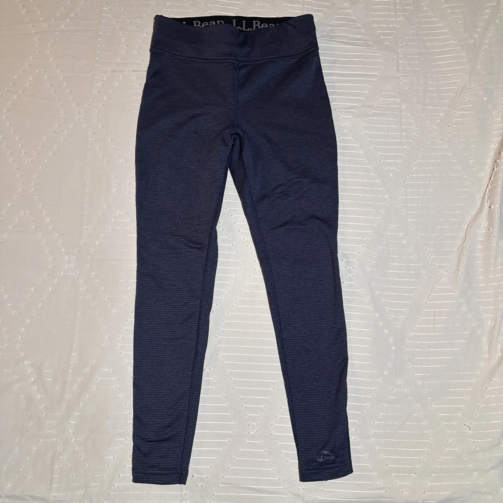 LL Bean Womens Small Navy Blue Athletic Leggings Base Layer Stretch Hiking Pants
