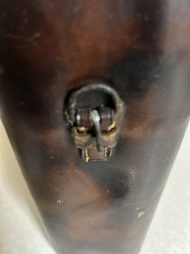 Antique Double Barrel Leather Flask ,Crystal Inserts/Silver Caps Extremely Rare - Picture 15 of 20