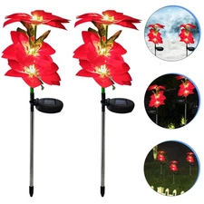 2x Solar Christmas Flower Lights Outdoor Garden Lawn Stake Lamp Pathway Decor US
