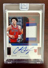 2021 Panini One and One Cade Cunningham Jersey Patch /25 Red Rookie Auto Pistons