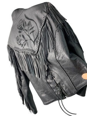 Shaf VTG 90s Moto Western Boho Corset Sz S Fringe Zip Away Lining