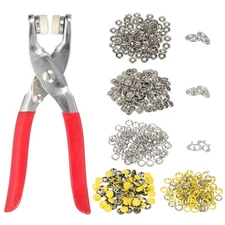 200Set Metal Snap Button Kit 9.5mm Hollow & Solid Prong Snap Button Tool Yellow