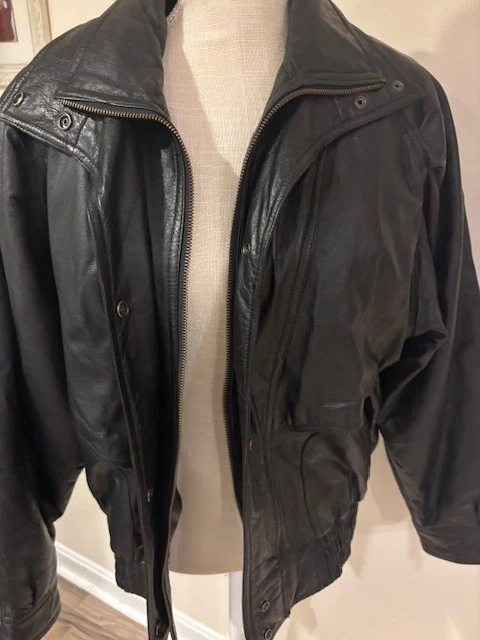 Wilson's Leather Men's Black Thinsulate Bomber Biker Jacket Size Medium