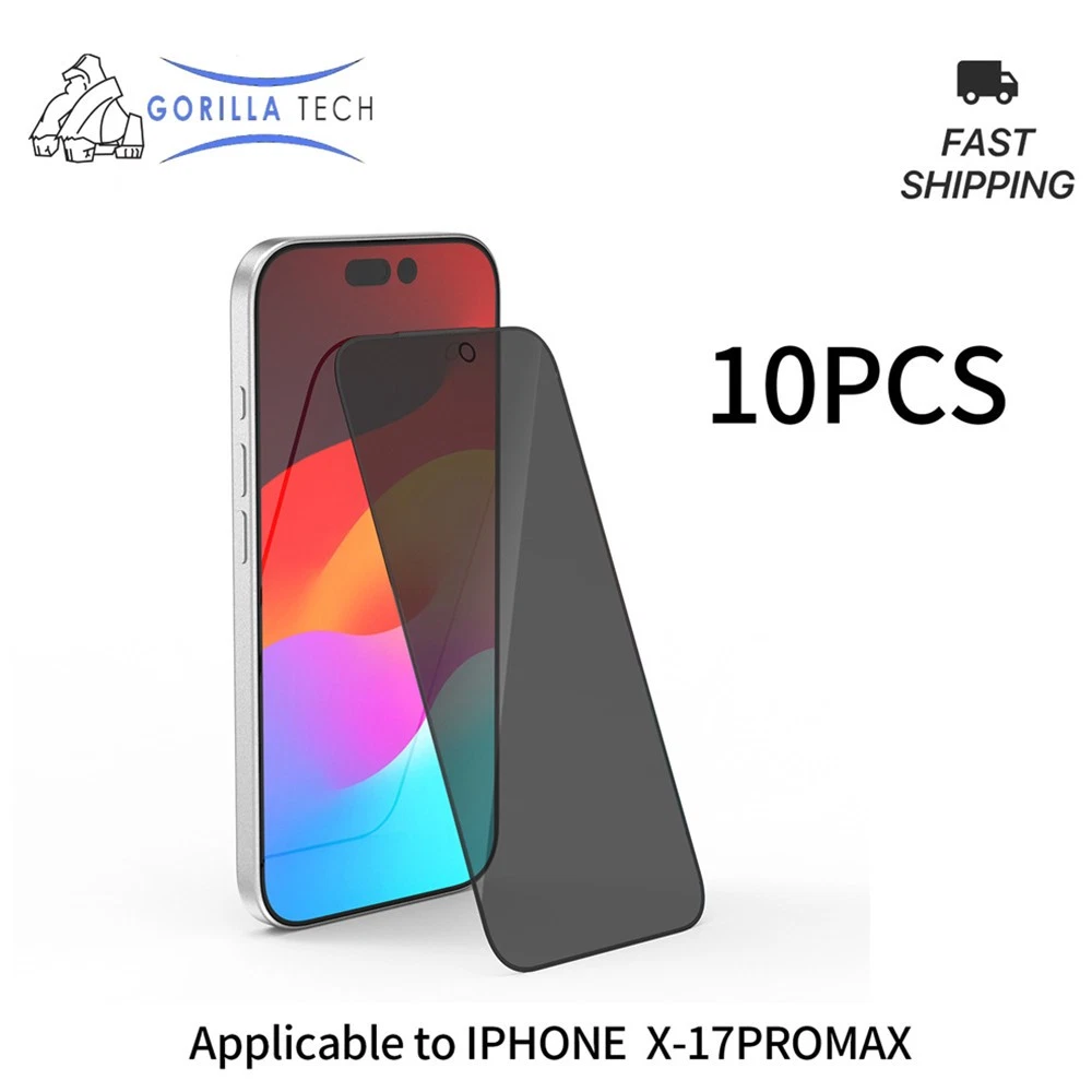 10 Pack for iPhone 17 16 15 14 13 Pro Max Privacy Tempered Glass Screen Protecto