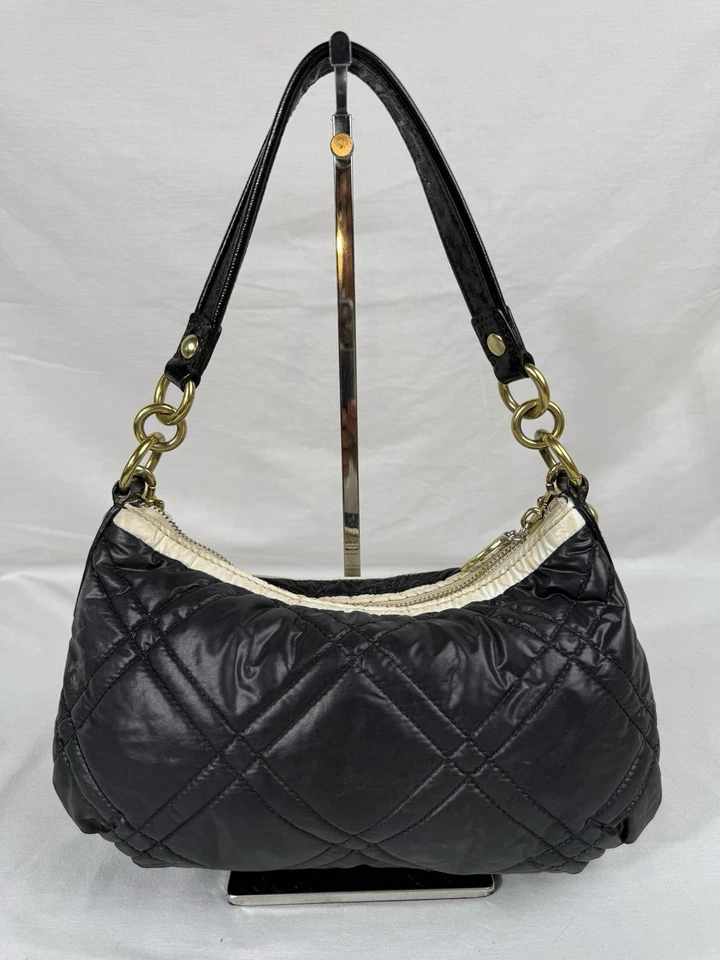 😎😎😎COACH BLACK WHITE POPPY SKI BUNNY Quilted Nylon Bag Shoulder XBody 15871 - Image 3 of 4