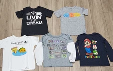 Kids Fun Graphic Tees Shirts Lot Of 5 Super Mario Gamer Crayola Size 5/6/8
