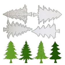 4Pcs Christmas Trees Metal Die Cuts,Christmas Dies for Card Making,Merry Chri...