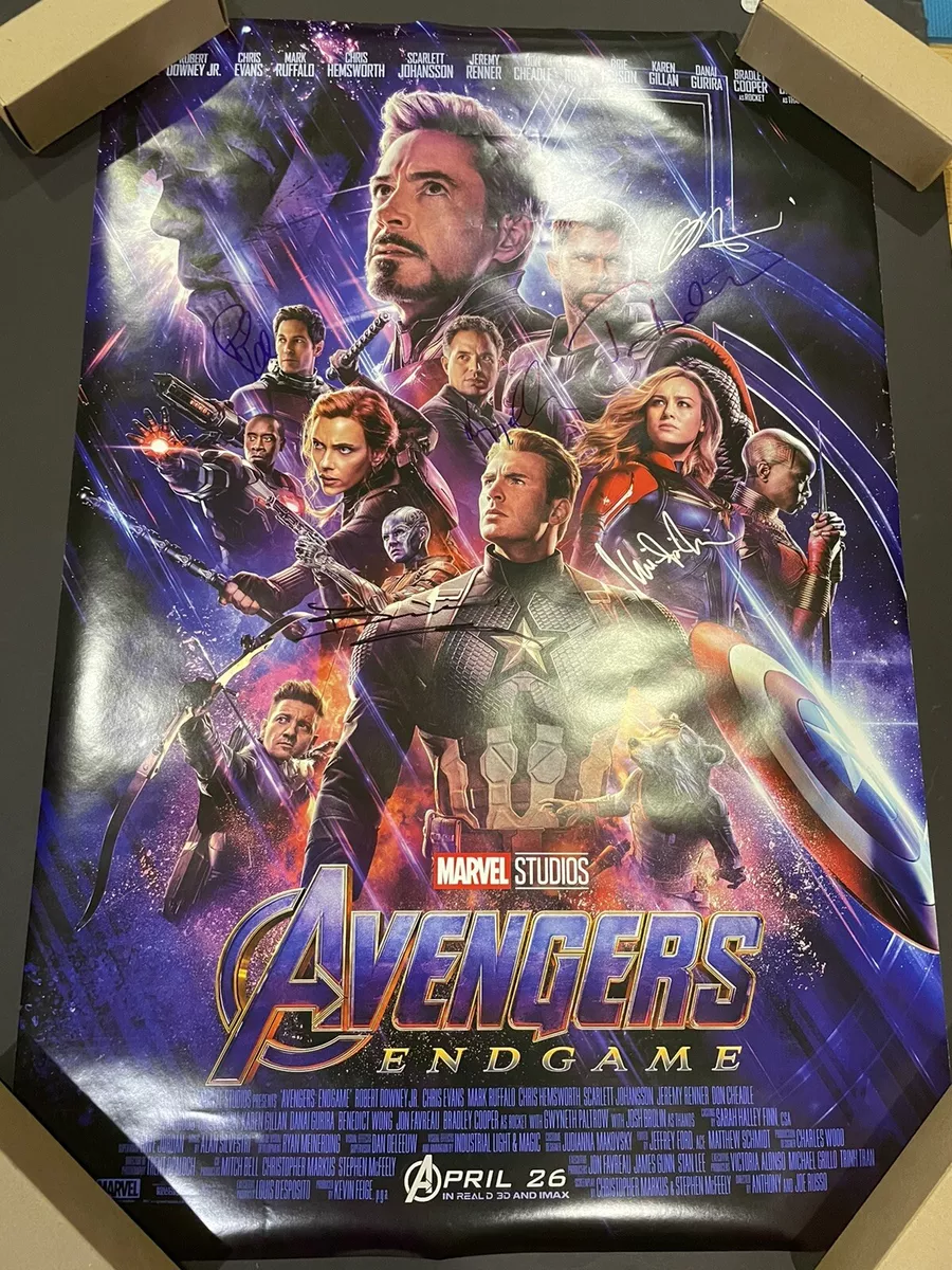 Avengers: Endgame 27x40 Original DS Theater Poster Signed By 6 Cast  Hemsworth